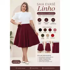 Saia Envelope Rodada Feminina Linhão Chic Com Laço na Cintura