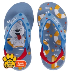 Chinelo Infantil Menino Klin Com Elástico Confortável Cachorrinho Patrulha - Azul Claro
