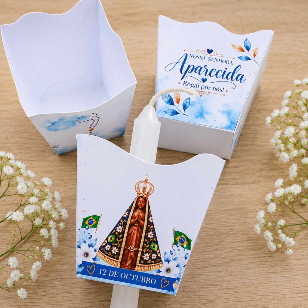 Porta Vela Nossa Senhora Aparecida - suporte para vela - Protetor Suporte para Vela Procissão