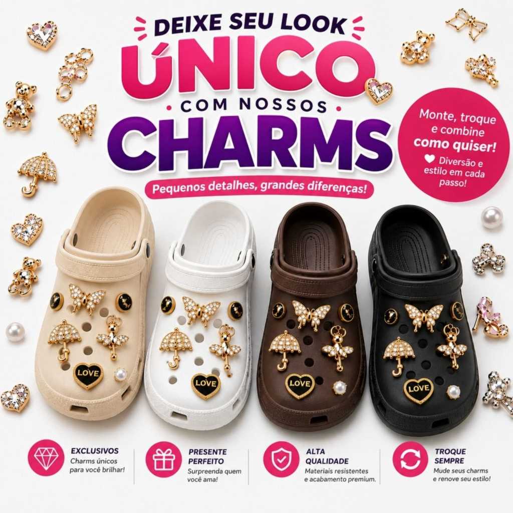 Babuche Feminino EVA Plataforma Nuvem Macio Confortável Antiderrapante com Bottons Pingentes Decorativos