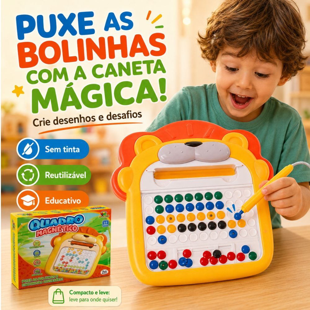 Quadro Magnético Infantil Leão Brinquedo Educativo Coordenação Motora Criatividade