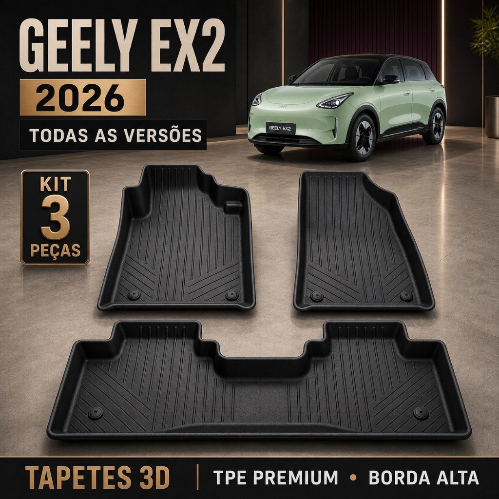 Jogo De Tapetes Com 3 Peças Premium Bandeja Borda Alta De Borracha TPE Para Geely Ex2 2026 Ekap