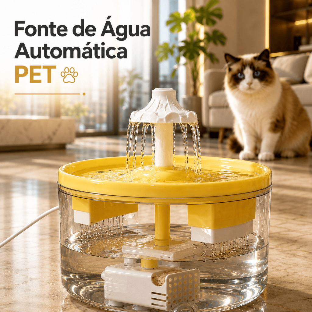 Bebedouro Fonte Automática 2L para Gatos e Cachorros com Filtro Duplo Água Circulante Bomba Silenciosa