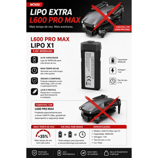 Para Drone L600 Pro\Max Bateria Original 7.4v 4500mah Acessorios de Drones Peças de Reposição