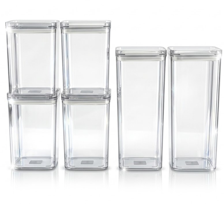 Kit 6 Potes Herméticos Organizador de Mantimentos Transparente Com Trava BPA Free