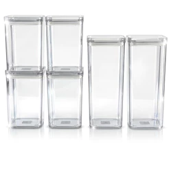 Kit 6 Potes Herméticos Organizador de Mantimentos Transparente Com Trava BPA Free