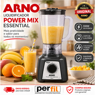 Liquidificador 127v 2,4L LQ19 Potente 127v Preto e Cromado Arno
