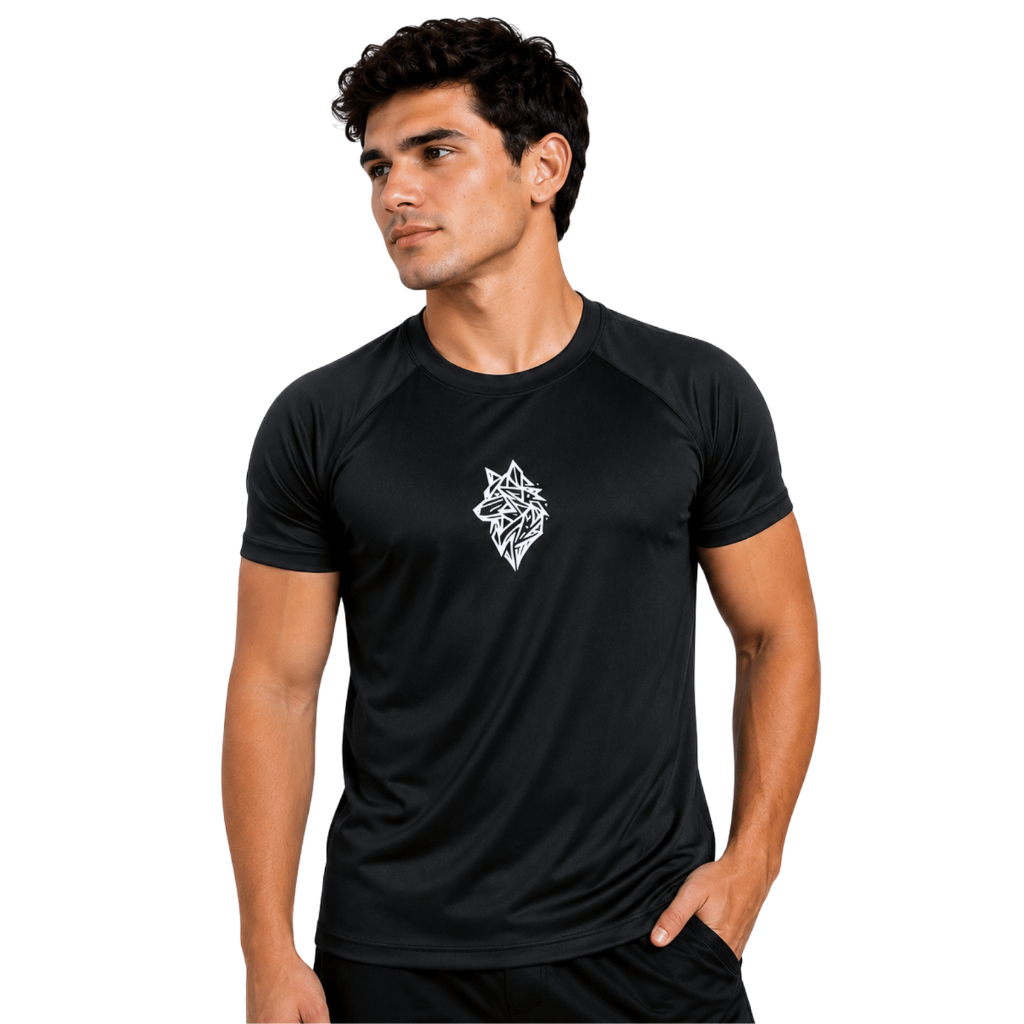 Camiseta Lobo Casual  Masculino Dry Fit Academia Fitness Treino Camiseta Logo Branca
