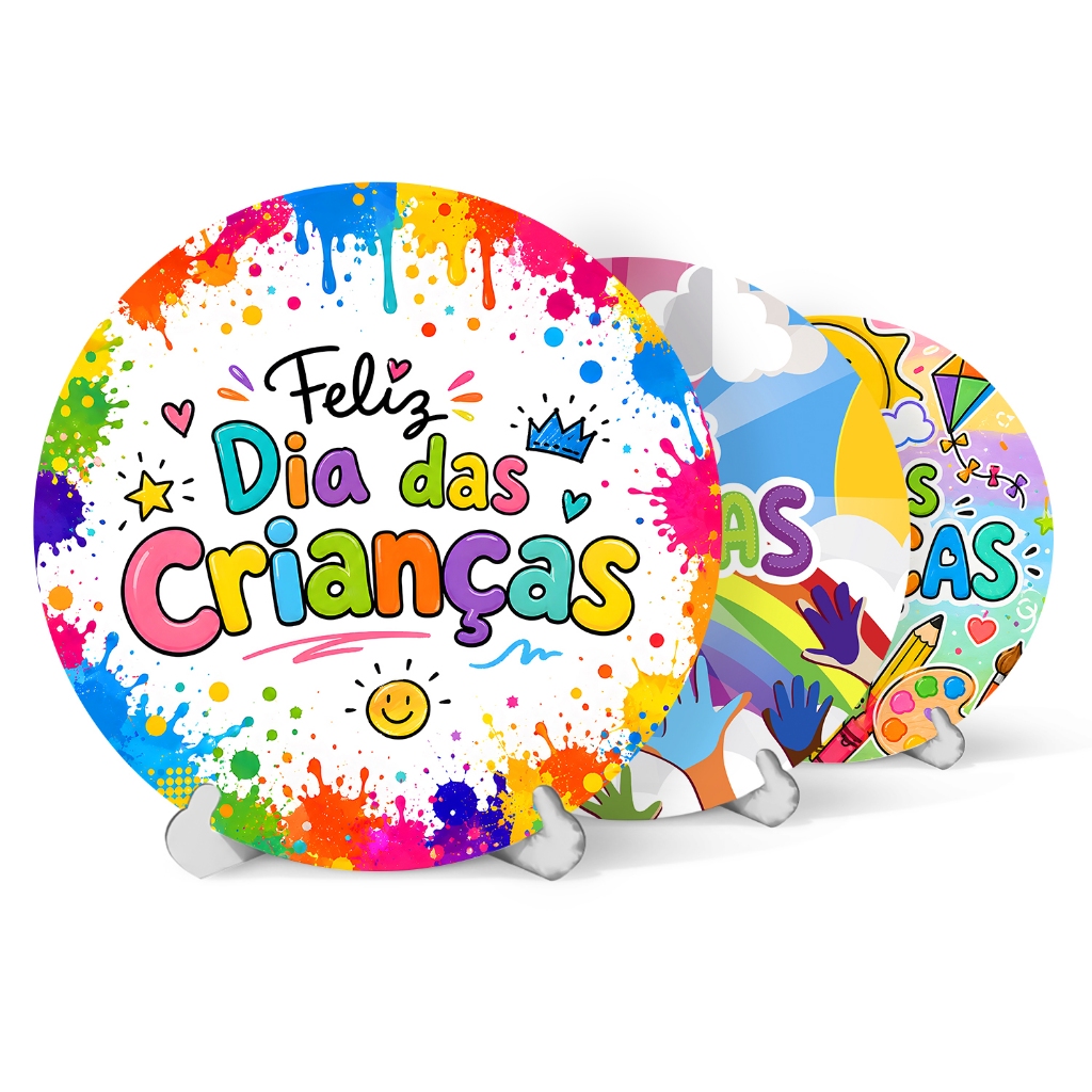 Capa Painel Redondo Mesa Feliz Dia das Crianças Sublimado C/ Elástico 50×50Cm