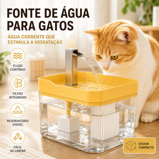 Kit Fonte Para Gatos Automática Bebedouro Purificador de Água Bivolt Com Filtro Com…