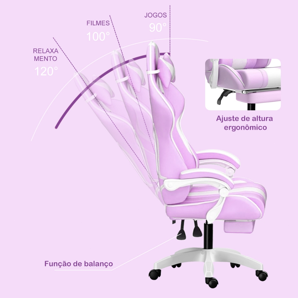 Cadeira Gamer Reclinável Ergonômica Base Giratória Cadeira Gamer Reclinável Ergonômica Base Giratória — imagem 2 de 2