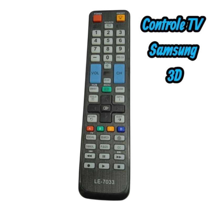 Controle Remoto Compatível TV Samsung 3D LCD/LED/Plasma LE-7033