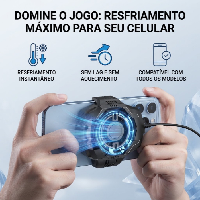 Cooler Gamer Mini Ventilador MSR-714 para Celular USB-C Resfriamento Silencioso Fixação Ajustável Portátil