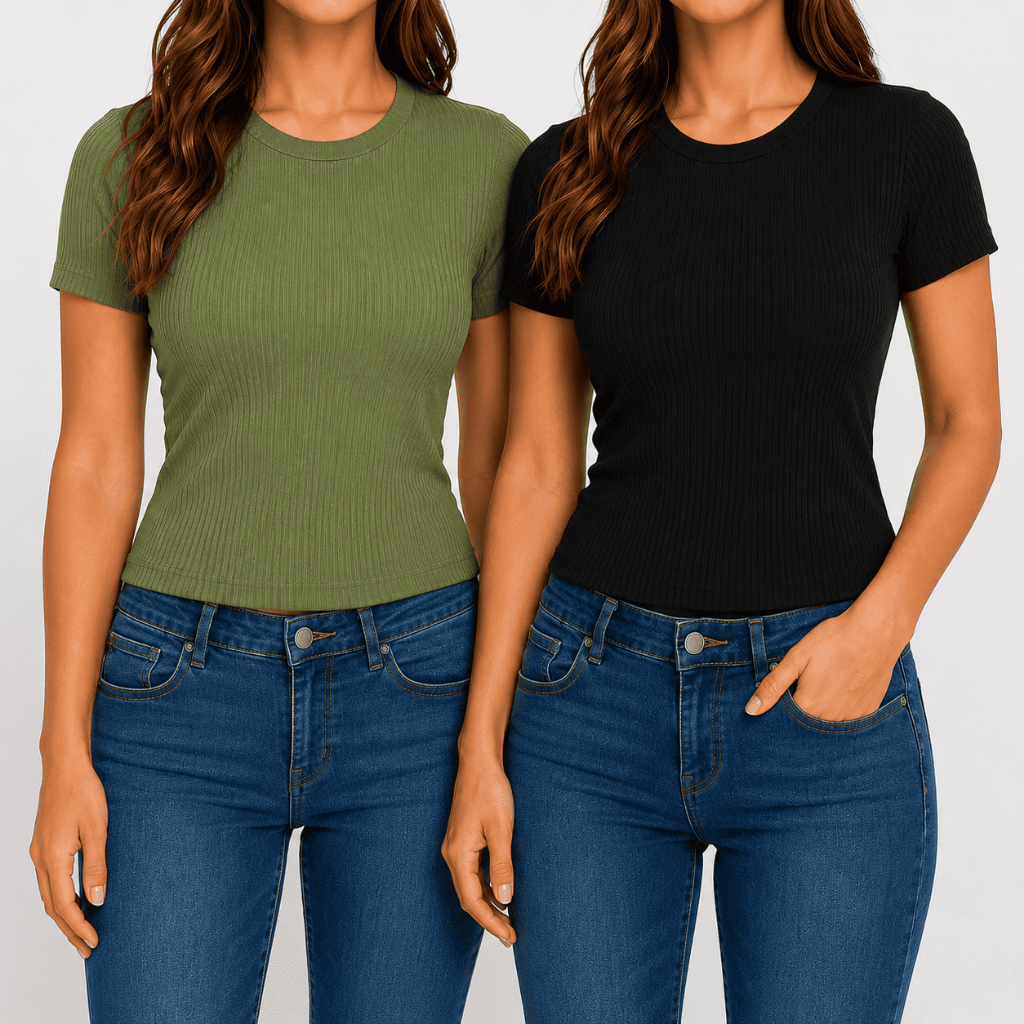 Kit 2 Camisas Feminina Basica Gola Redonda Confortável Estilosa Versatil Dia-Dia ENVIO IMEDIATO!!