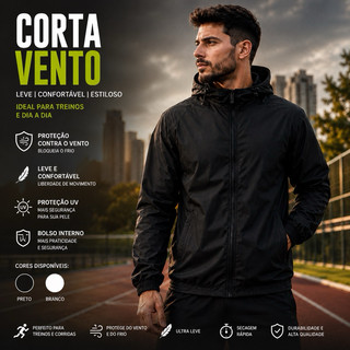 Corta Vento Premium Masculino Feminino Para Academia Ciclismo Corrida Caminhada Esportivo  Com Bolso Interior