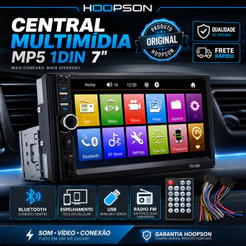 Central Multimídia MP5 7" Bluetooth 5.1 MirrorLink Espelhamento USB FM Touch compativel Câmera de Ré