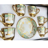 Jogo de café com 6 xícaras e 6 pires de porcelana