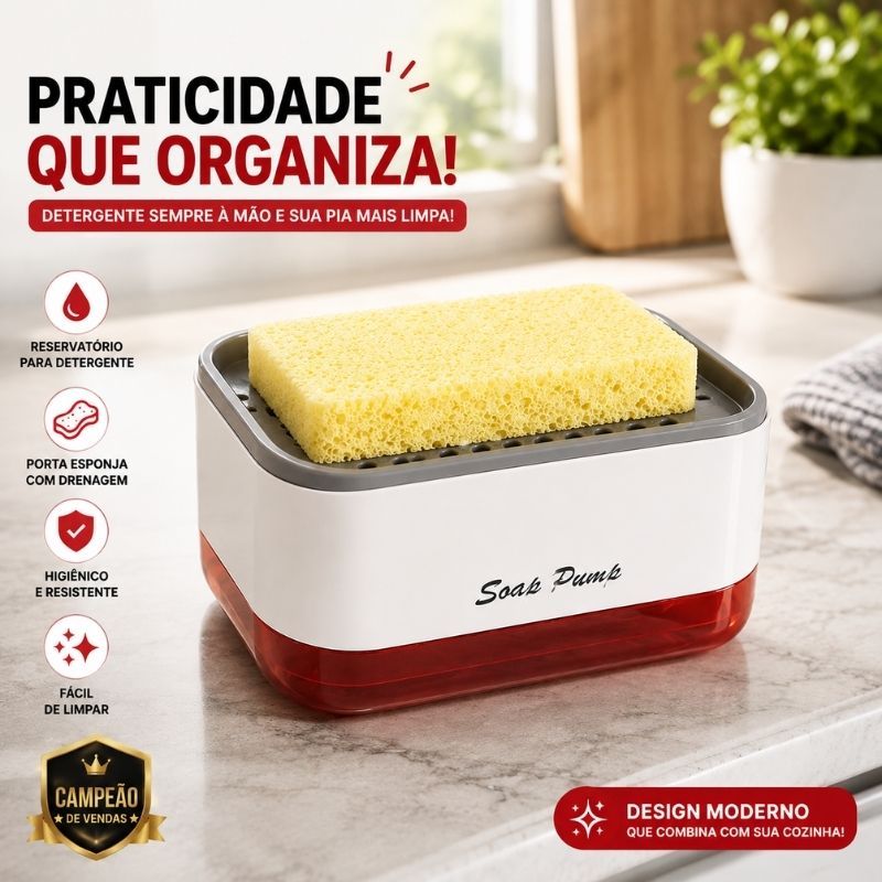Dispenser Detergente 2 Em 1 Limpeza Detergente Sabão Limpa Cozinha Casa Louça