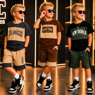 Kit Com 6 Peças Conjunto Infantil Menino Lançamento Verão Camisa e Bermuda Veste Do 2 ao 12 Anos