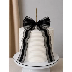 topo laços Organza para para bolo +vela dourada
