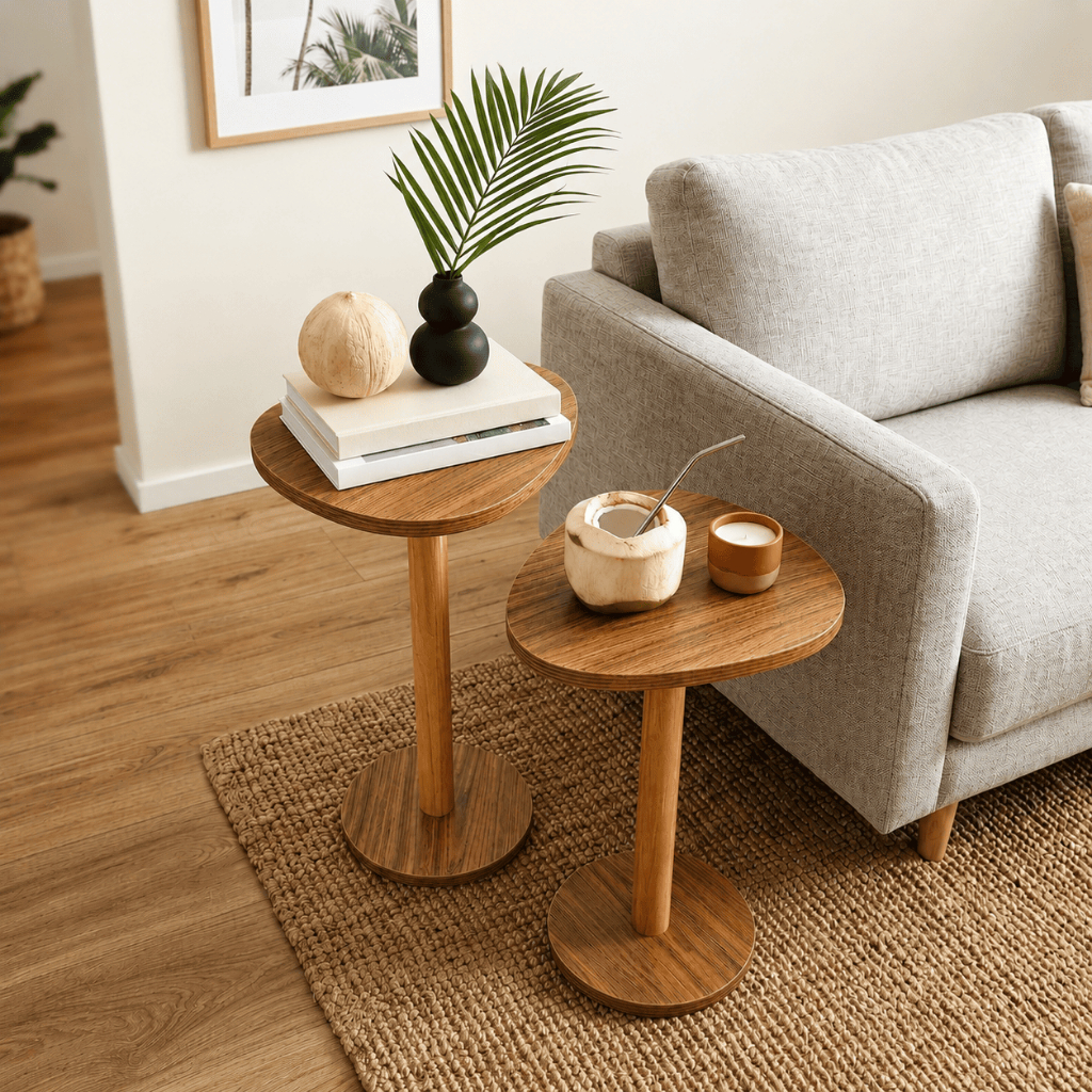 Mesa de canto/apoio em Madeira Maciça com Formato Orgânico