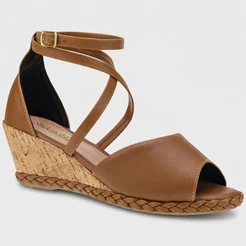Sandália Feminina Shekinah Salto Anabela Espadrille Plataforma Tiras Amarração Moderna