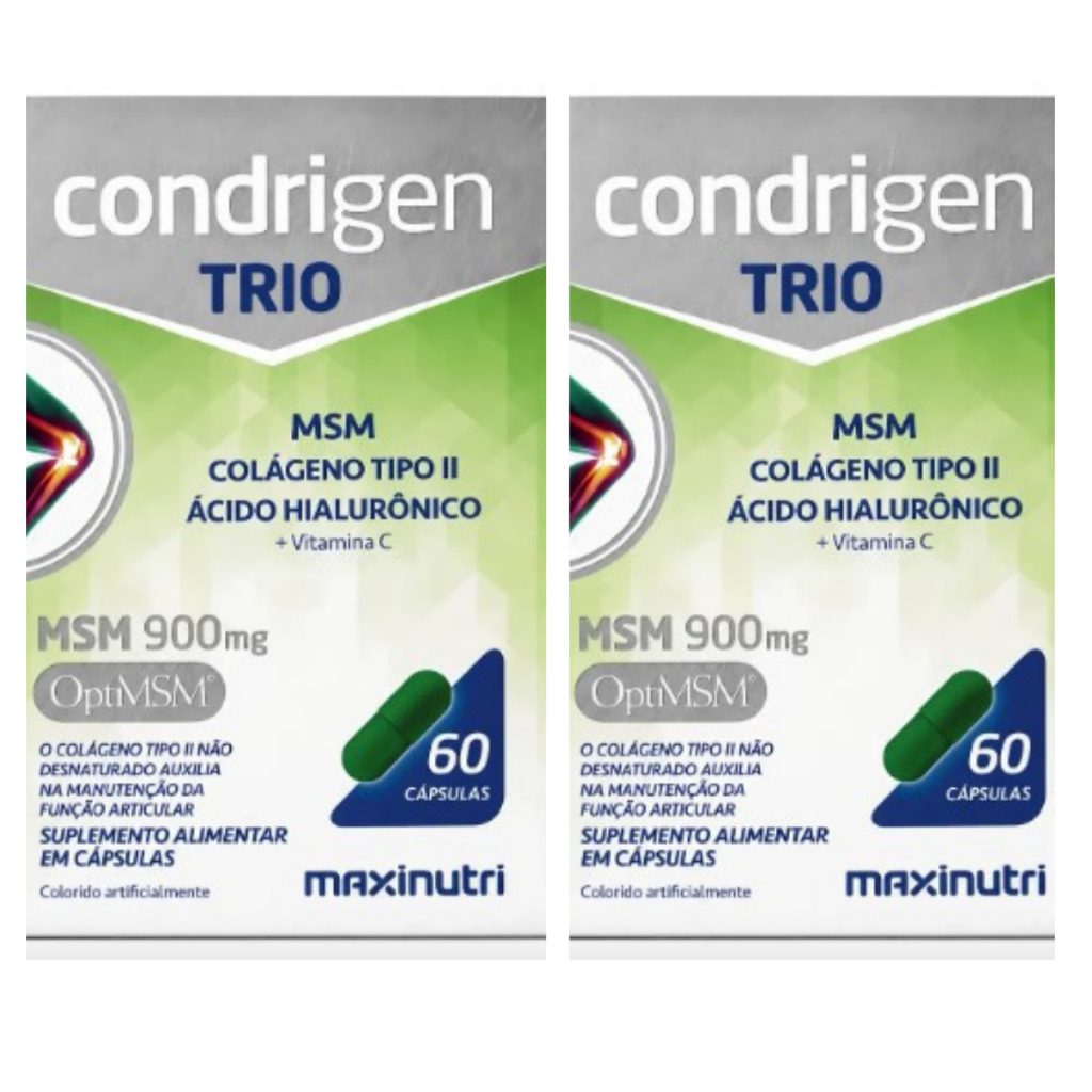 Kit 2 X Condrigen Trio Maxinutri 60 Caps Dor Articulação Ossos Colágeno Tipo 2 MSM Hialurônico
