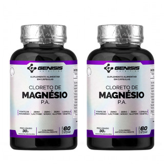 Kit 2X Cloreto de Magnésio P.A 100% Puro 60 Cápsulas Genisis Nutrition Cápsulas Vegetal