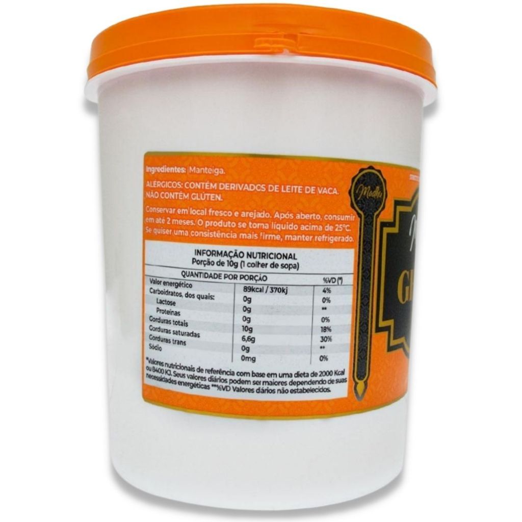 Manteiga Ghee - 1kg - Sem Sal - Zero Lactose — imagem 2 de 2