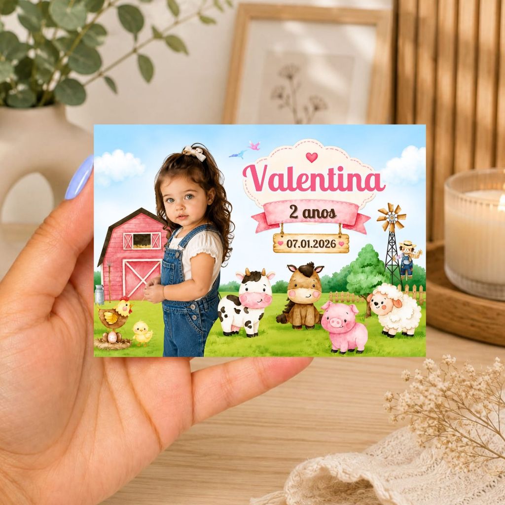 Foto Imã de Geladeira 10x7 - Fazendinha Rosa - Lembrancinha Personalizada Aniversário - Todos os temas - ENVIO RÁPIDO