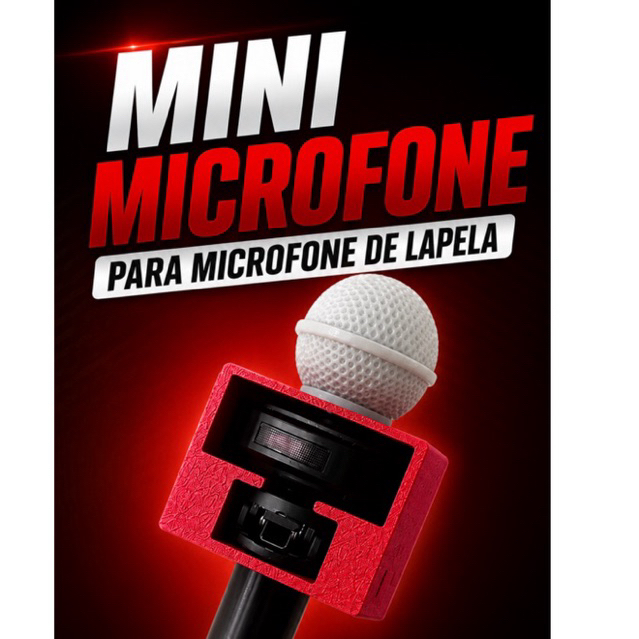 Mini Microfone Personalizado para Microfone de Lapela | Suporte em Impressão 3D | Nome Personalizado