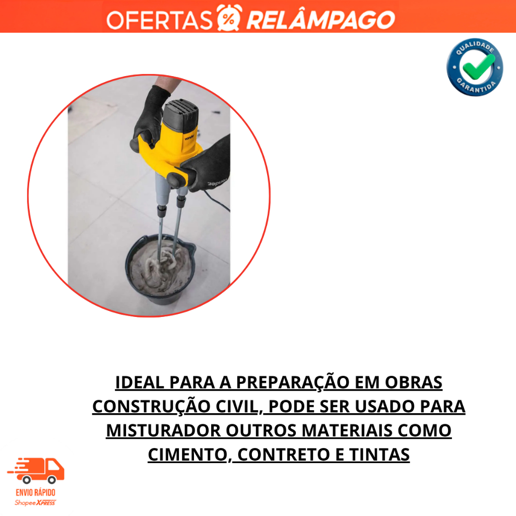 Haste Do Misturador Universal Menegotti Lynus Vonder Com Rosca Para Argamassa e Tinta Construção Top — imagem 2 de 2