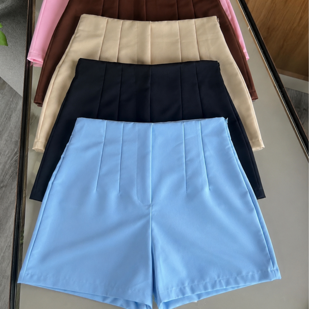 SHORT ALFAIATARIA FEMININO ZA RA CINTURA ALTA COM ZÍPER NA LATERAL SOCIAL