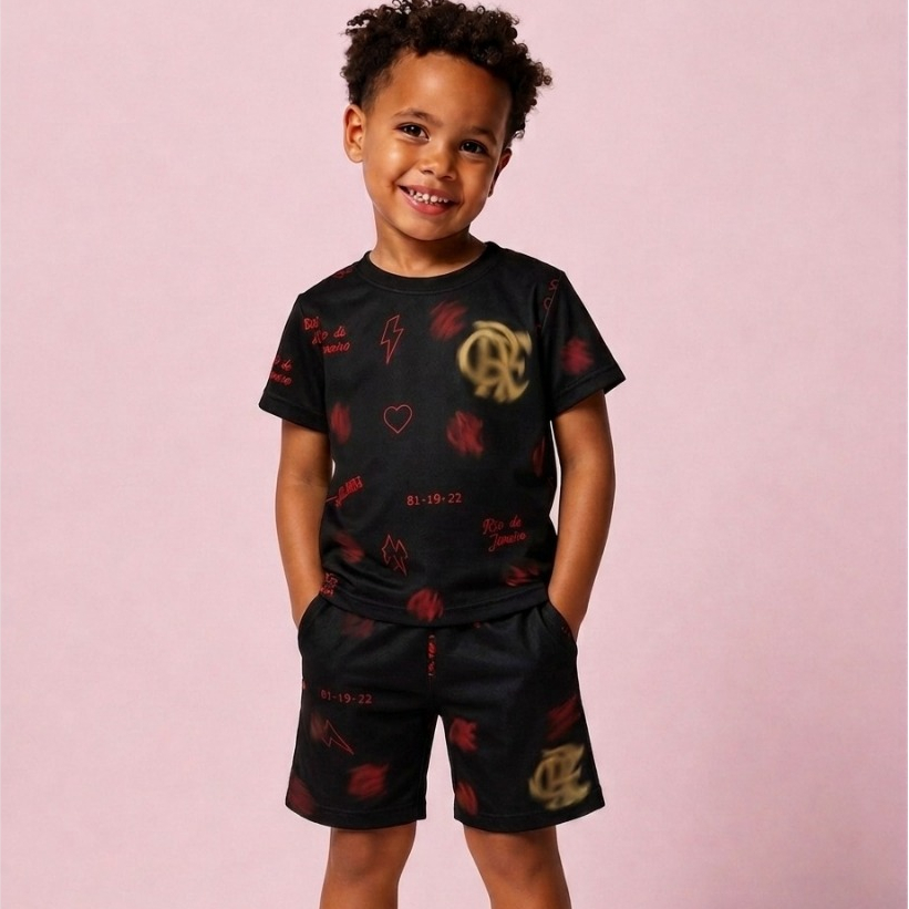 Conjunto Infantil Menino masculino Camiseta e Bermuda 2 a 14 Anos Roupa Masculina Tecido Confortável