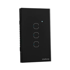 Interruptor Touch Wifi 3 Botões EIW 1003 Preto Intelbras Casa Inteligente Compatível com Alexa