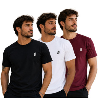 Kit 3 Camisetas Masculina Básica 100% Algodão Premium Macia e Respirável