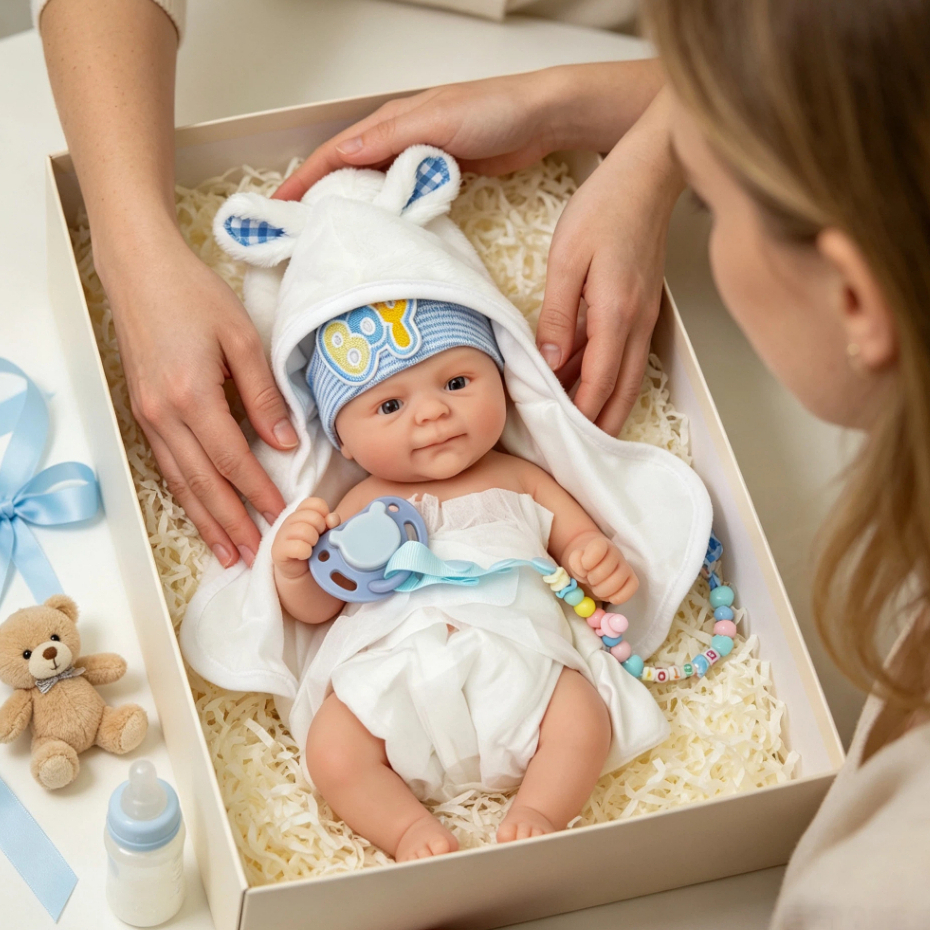 Bebê Reborn 40cm Boneco Silicone Sólido Suave Menino Pode Tomar Banho Brastoy