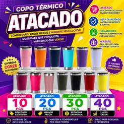 Kit 10/20/30/40 Copos Térmicos 473ml Com Tampa e Abridor de Garrafas para Cerveja Em Diversas Cores