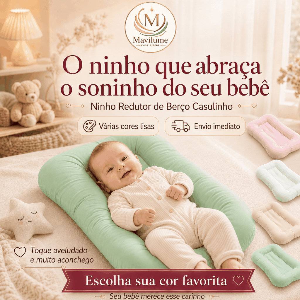 Ninho Redutor de Berço Bebê Casulinho Microfibra Soft Liso Capa Removível com Colchonete
