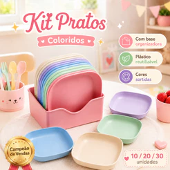 Kit de Pratinhos Coloridos Plástico Resistente 10 20 ou 30 Peças para Lanches Frutas Festa e Sobremesa