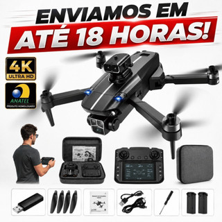 Drone S182 Controle Com Tela 4K Sensor De Obstáculos 25 Minutos Voo e Alcance de 500M Com 2 Baterias