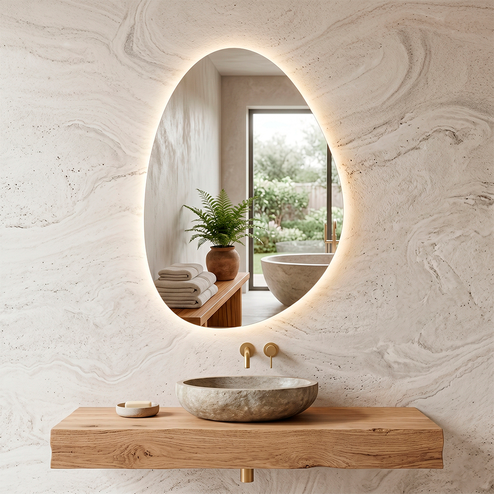 Espelho de Luxo Parede Orgânico Led com Suporte de Fixação, Moderno, Decorativo, Diversos Tamanhos