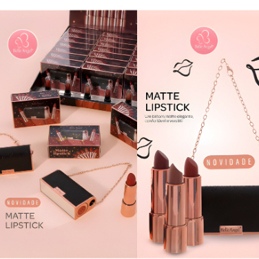 Batom Matte Lipstick Com Bolsinha - Belle Angel