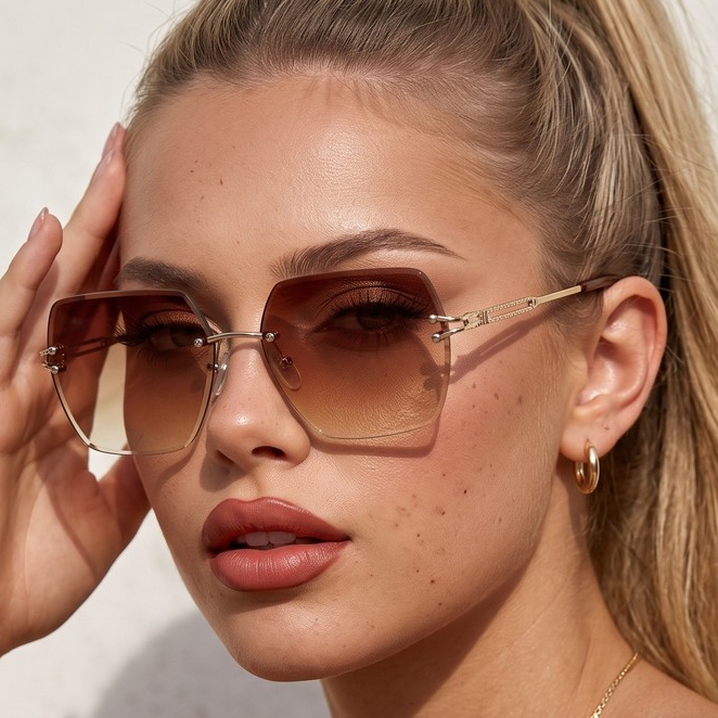 Óculos de Sol Capri Quadrado Grande Premium Tendencia Blogueira Virginia uv400 Unissex