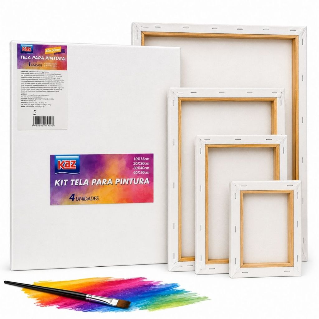 Kit 4 Telas p/ Pintura Artesanato 10x15, 20x30, 30x40, 40x50