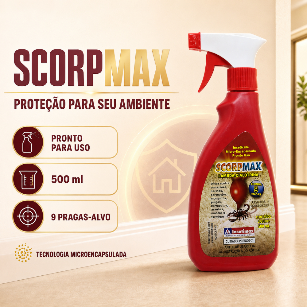 Mata Escorpião Scorpmax  Spray 500ml Pronto Uso Baratas Aranha Pulga Carrapato