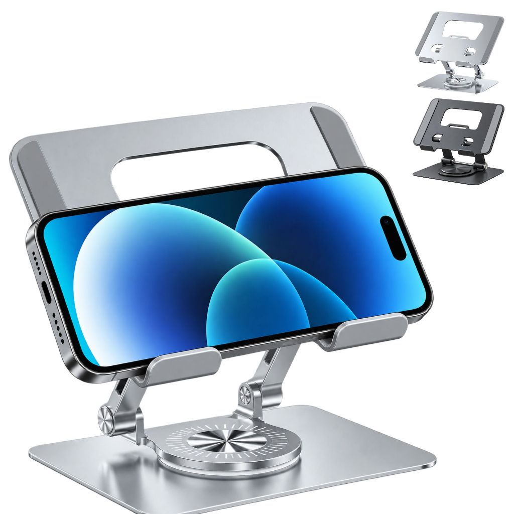Suporte para Tablet e Celular, Apoio para Mesa com Base Rotativa, Ipad Iphone Samsung Xiaomi, AVIBES