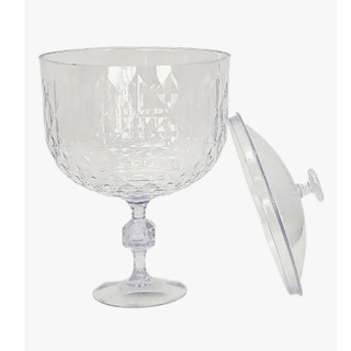Taça Americana Diamante com Tampa 1,250l - Taça Acrílica Grande - Taça Diamante - Taça Sobremesas