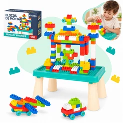 Mesa Infantil Educativa Com Blocos De Montar Interativa Coloridos Menina Menina Kizumba