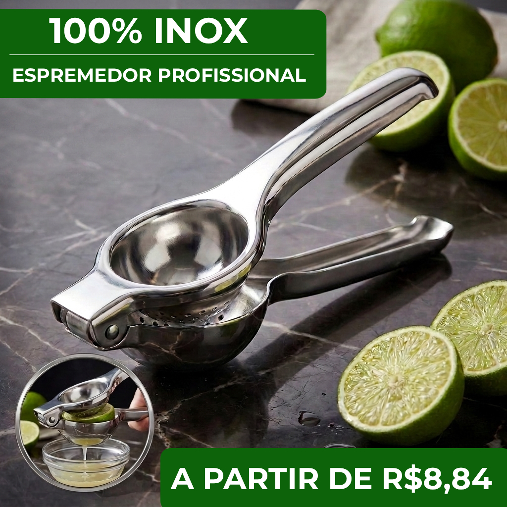 Kit Espremedor De Limão E Laranja Manual Aço Inox Resistente Maciço 20cm  Extração Máxima De Suco Profissional